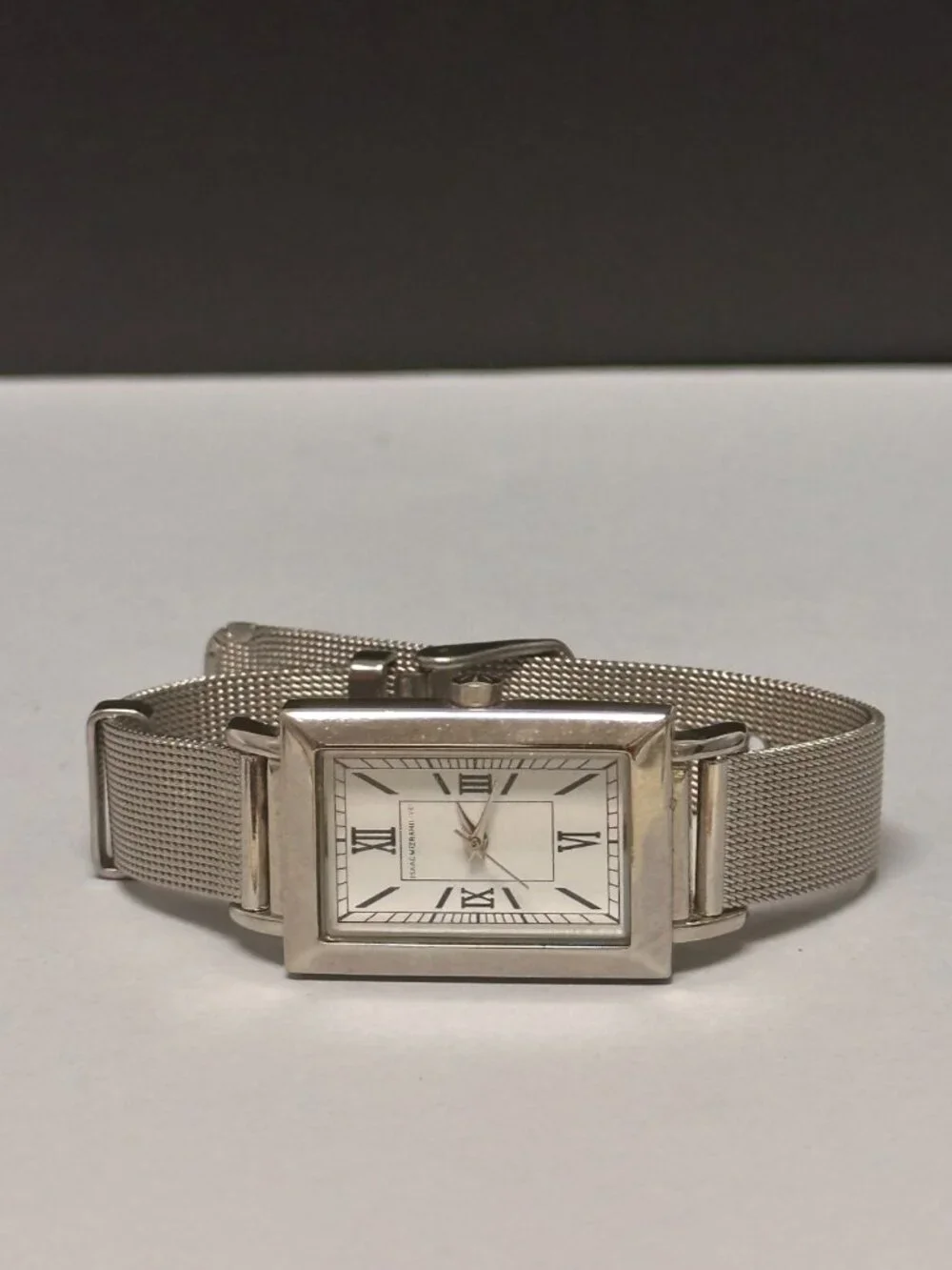 Isaac Mizarhi Live Watch Women Silver Tone Rectangle Dial Mesh Band New Battery